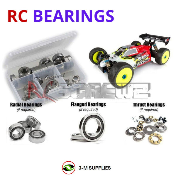 Representative image of an RCScrewZ rubber-sealed bearing kit for Team Associated RC8B3.1e 1/8 Electric 4WD Buggy (80936); exact bearing sizes and quantities vary by RC model.