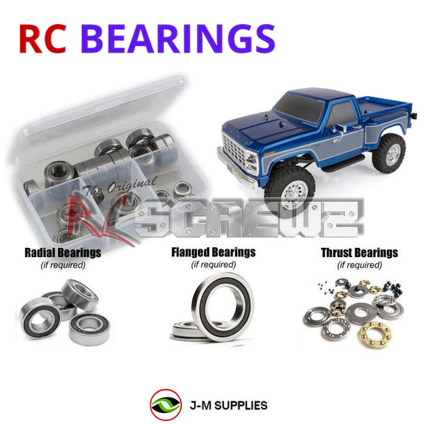 Representative image of an RCScrewZ rubber-sealed bearing kit for Team Associated CR12 Tioga 1/12 Electric 4WD Crawler (40006); exact bearing sizes and quantities vary by RC model.