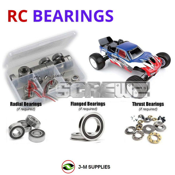Representative image of an RCScrewZ rubber-sealed bearing kit for Team Associated RC10T4.3 1/10 Electric 2WD Truck (7058); exact bearing sizes and quantities vary by RC model.