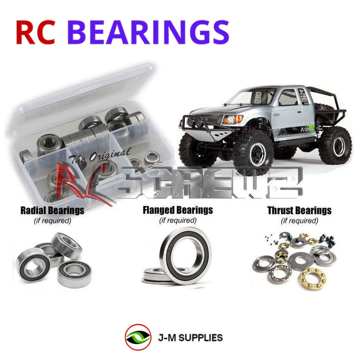 Representative image of an RCScrewZ rubber-sealed bearing kit for Axial SCX10 Honcho 1/10 Electric 4WD Crawler (90022); exact bearing sizes and quantities vary by RC model.