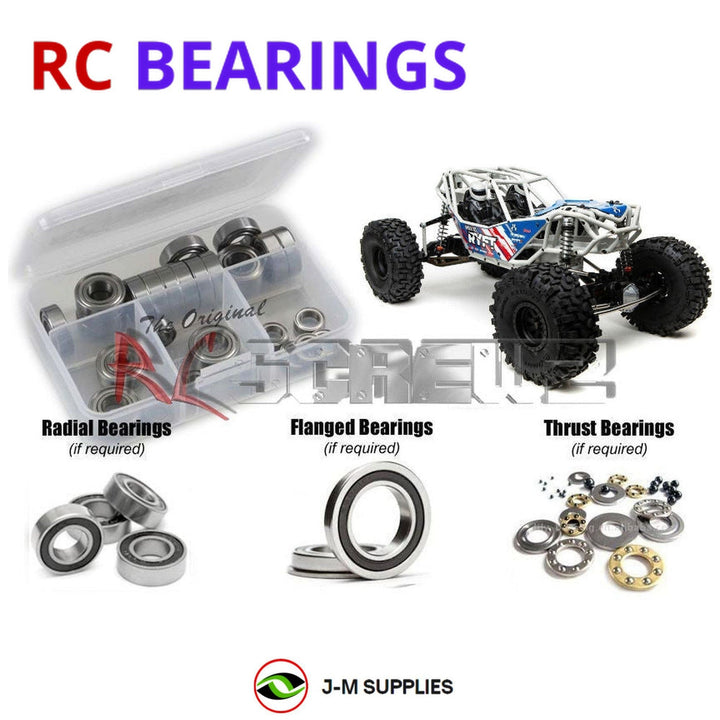 Representative image of an RCScrewZ rubber-sealed bearing kit for Axial RBX10 Ryft Kit 1/10 Electric 4WD Rock Bouncer (AXI03009); exact bearing sizes and quantities vary by RC model.