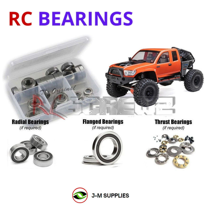 Representative image of an RCScrewZ rubber-sealed bearing kit for Axial SCX6 Trail Honcho 1/6 Brushless 4WD Crawler (AXI05001); exact bearing sizes and quantities vary by RC model.