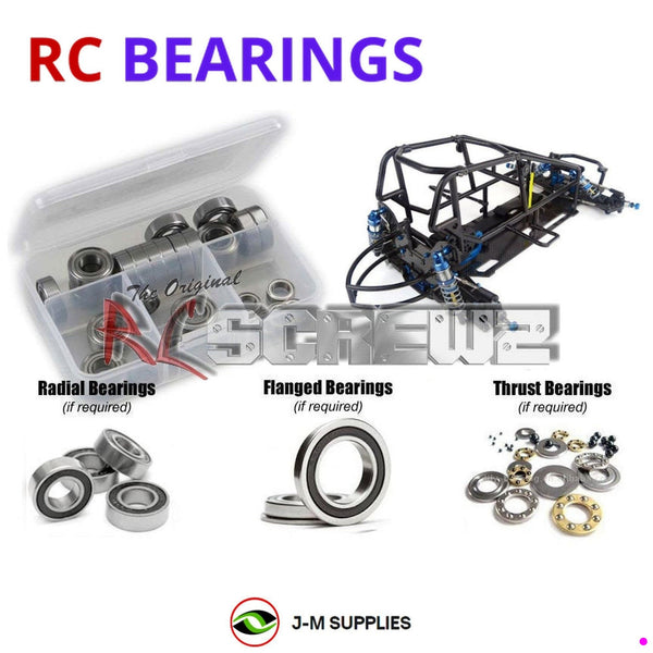 Representative image of an RCScrewZ rubber-sealed bearing kit for Custom Works Enforcer 7 Gearbox 1/10 Sprint Car (#0975); exact bearing sizes and quantities vary by RC model.