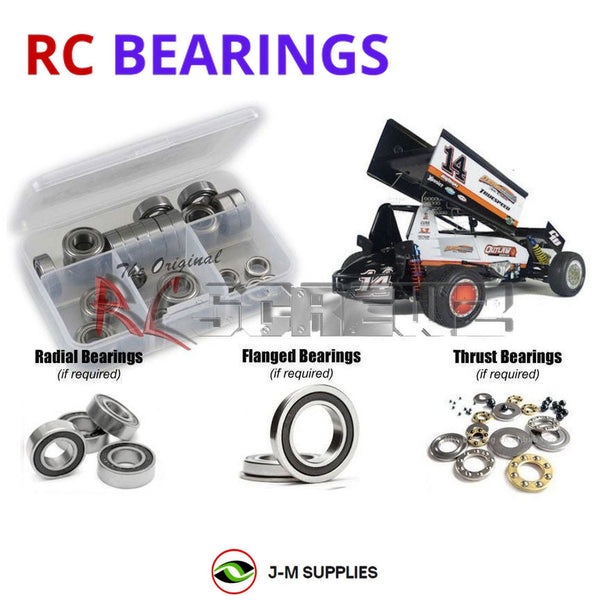 Representative image of an RCScrewZ rubber-sealed bearing kit for Custom Works RC Outlaw 4 Electric Sprint Car 1/10 (#0724); exact bearing sizes and quantities vary by RC model.