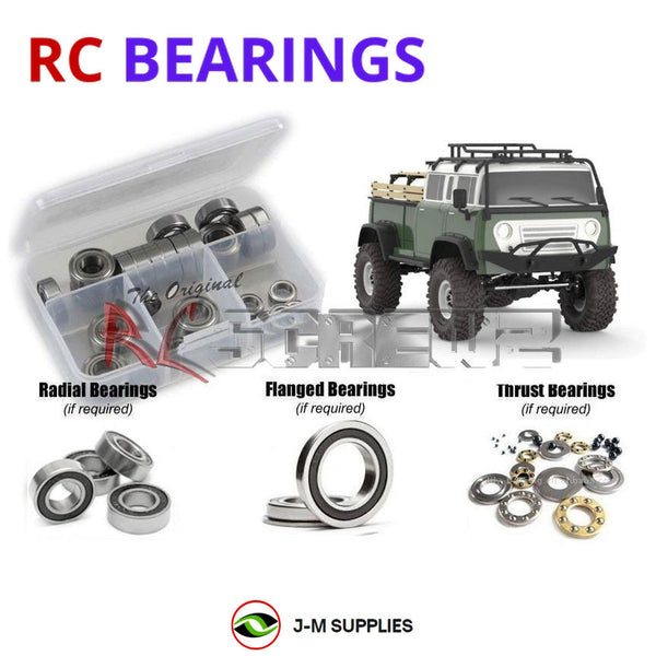 Representative image of an RCScrewZ rubber-sealed bearing kit for Cross RC JT-4 1/10 4X4 #CZRJT4; exact bearing sizes and quantities vary by RC model.