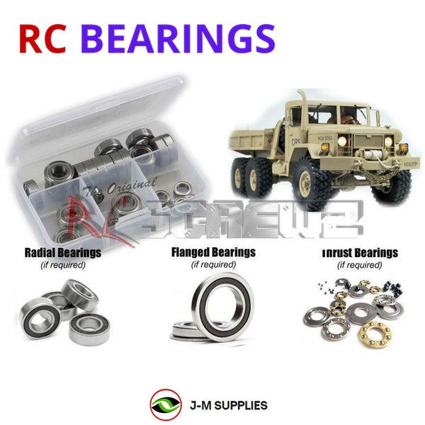 Representative image of an RCScrewZ rubber-sealed bearing kit for Cross RC HC-6 (#CZR90100040); exact bearing sizes and quantities vary by RC model.