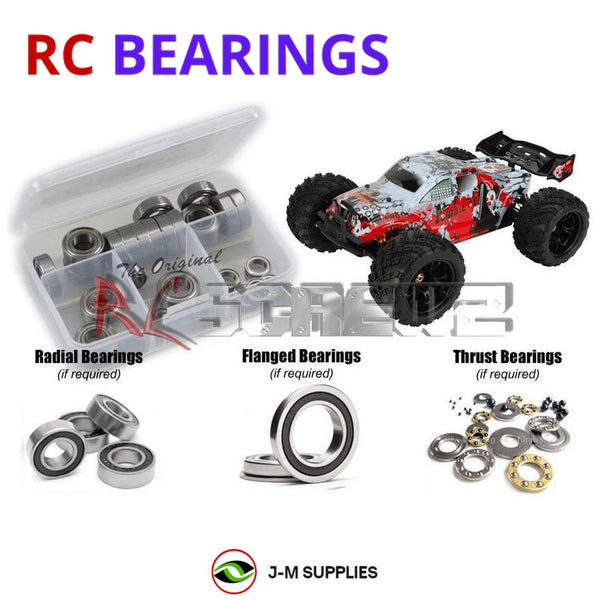 Representative image of an RCScrewZ rubber-sealed bearing kit for DHK Hobby Zombie 1/8th Truggy; exact bearing sizes and quantities vary by RC model.