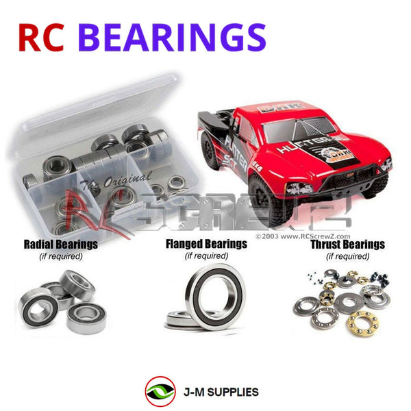 Representative image of an RCScrewZ rubber-sealed bearing kit for DHK Hobby Hunter / BL; exact bearing sizes and quantities vary by RC model.