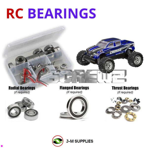 Representative image of an RCScrewZ rubber-sealed bearing kit for DHK Hobby Crosse 1/10 Electric Monster Truck; exact bearing sizes and quantities vary by RC model.