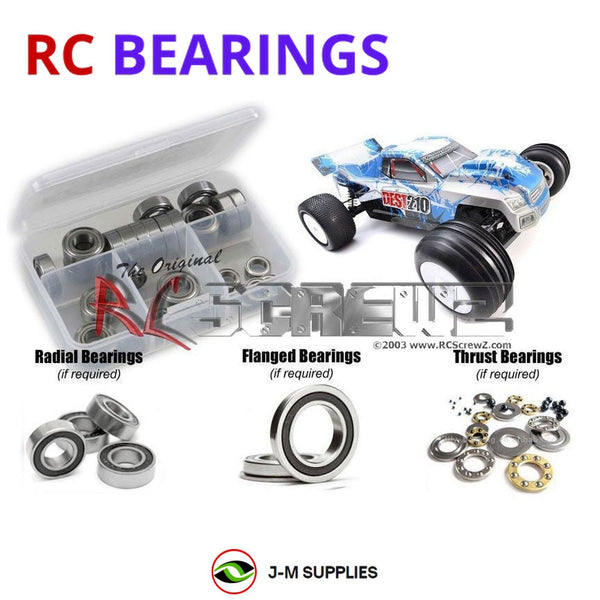 Representative image of an RCScrewZ rubber-sealed bearing kit for Team Durango DEST-210; exact bearing sizes and quantities vary by RC model.
