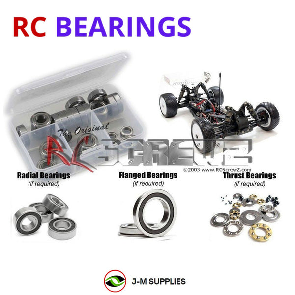 Representative image of an RCScrewZ rubber-sealed bearing kit for Team Durango DEX-410 V3; exact bearing sizes and quantities vary by RC model.