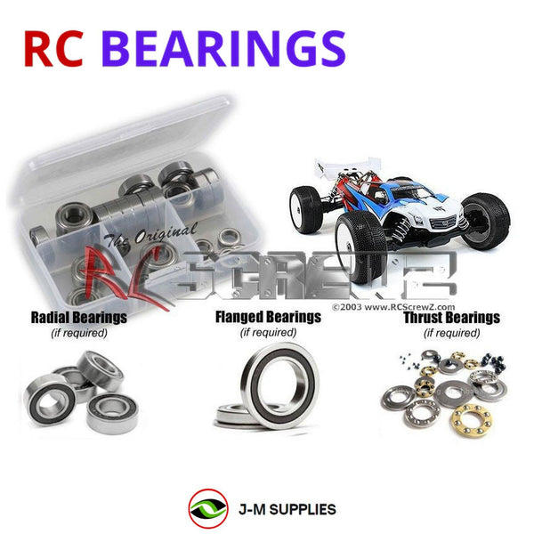 Representative image of an RCScrewZ rubber-sealed bearing kit for Team Durango DEX408T; exact bearing sizes and quantities vary by RC model.
