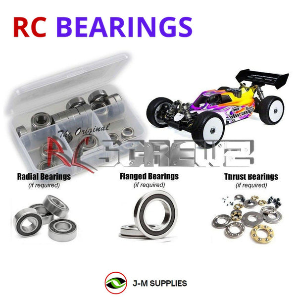 Representative image of an RCScrewZ rubber-sealed bearing kit for Team Durango DNX8 Buggy #TDR102040; exact bearing sizes and quantities vary by RC model.