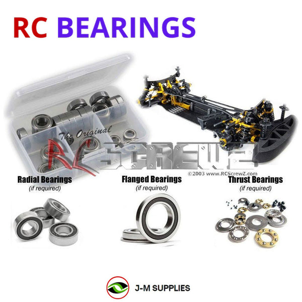 Representative image of an RCScrewZ rubber-sealed bearing kit for Team Durango DETC410 V2; exact bearing sizes and quantities vary by RC model.