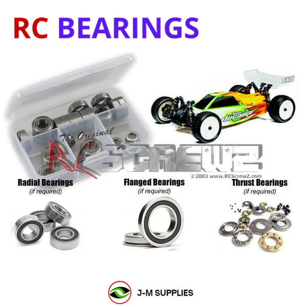 Representative image of an RCScrewZ rubber-sealed bearing kit for Team Durango DEX410 V5; exact bearing sizes and quantities vary by RC model.