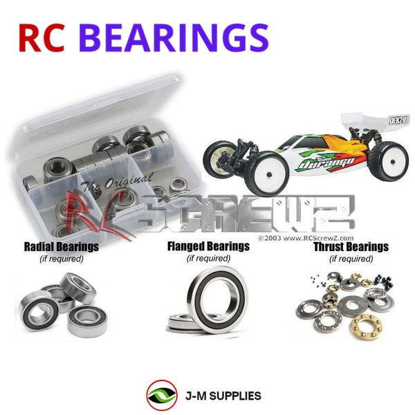 Representative image of an RCScrewZ rubber-sealed bearing kit for Team Durango DEX210F; exact bearing sizes and quantities vary by RC model.