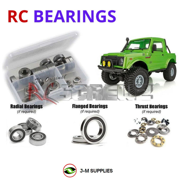Representative image of an RCScrewZ rubber-sealed bearing kit for Element RC Enduro Bushido 4x4 40125; exact bearing sizes and quantities vary by RC model.