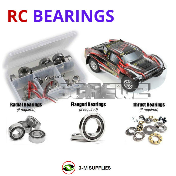 Representative image of an RCScrewZ rubber-sealed bearing kit for Helion RC Dominus 10SC 4wd; exact bearing sizes and quantities vary by RC model.