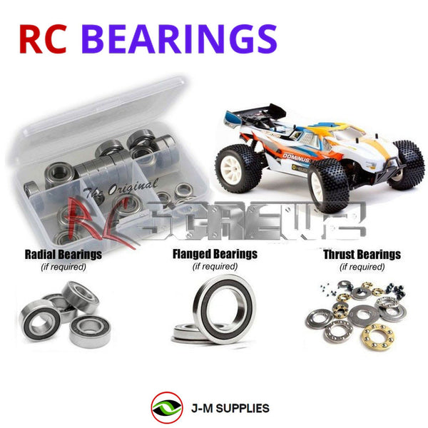 Representative image of an RCScrewZ rubber-sealed bearing kit for Helion RC Volition SC; exact bearing sizes and quantities vary by RC model.