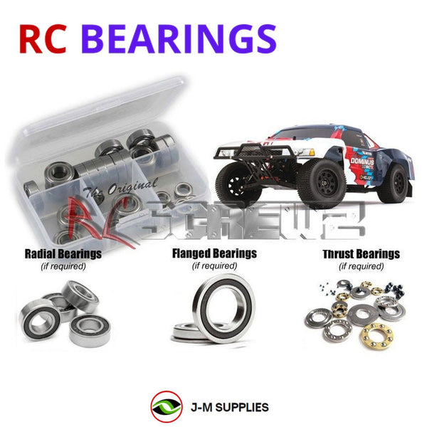 Representative image of an RCScrewZ rubber-sealed bearing kit for Helion RC Dominus 10SC V2; exact bearing sizes and quantities vary by RC model.