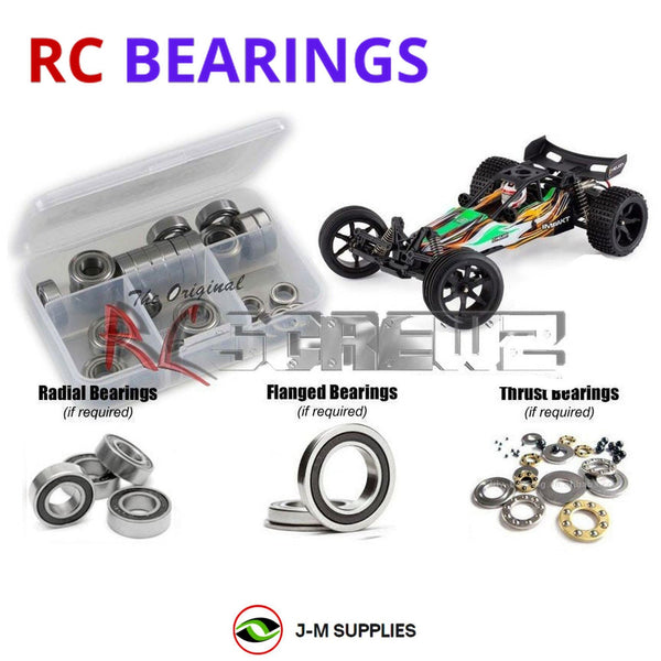 Representative image of an RCScrewZ rubber-sealed bearing kit for Helion RC Impakt 12B; exact bearing sizes and quantities vary by RC model.