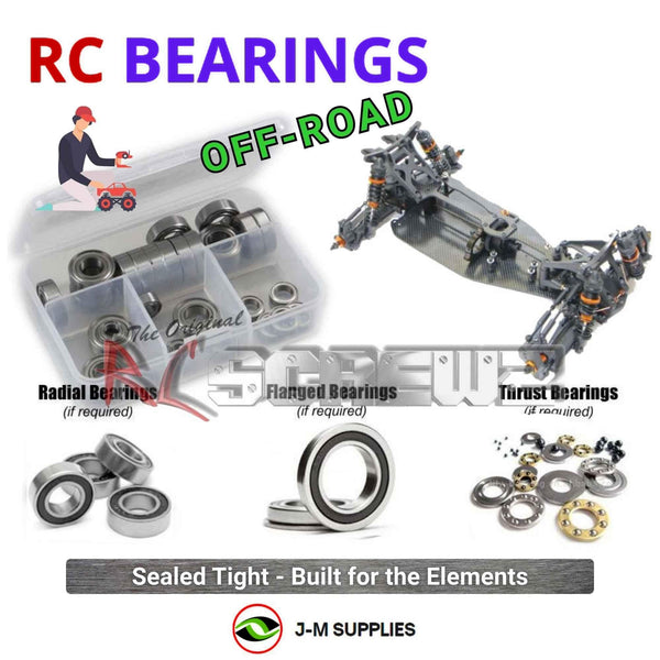 Representative image of an RCScrewZ rubber-sealed bearing kit for Hot Bodies D413 1/10 4WD Off Road Racing Buggy (#112723); exact bearing sizes and quantities vary by RC model.