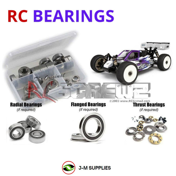 Representative image of an RCScrewZ rubber-sealed bearing kit for HotBodies D815 V2 Nitro; exact bearing sizes and quantities vary by RC model.
