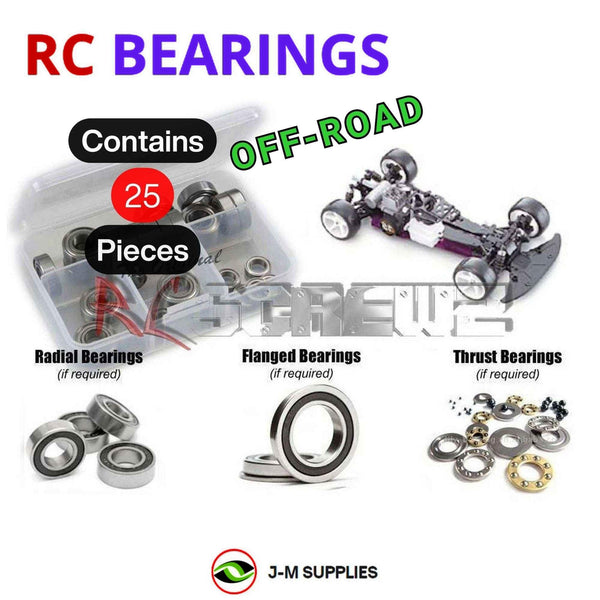Representative image of an RCScrewZ rubber-sealed bearing kit for HPI Racing Super Nitro RS4 1/8 Nitro 4WD Touring Car (484); exact bearing sizes and quantities vary by RC model.