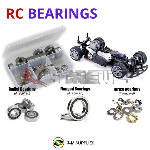 Representative image of an RCScrewZ rubber-sealed bearing kit for HPI Racing RS4 2 Nitro 1/10 4WD Touring (411, 412, 413); exact bearing sizes and quantities vary by RC model.