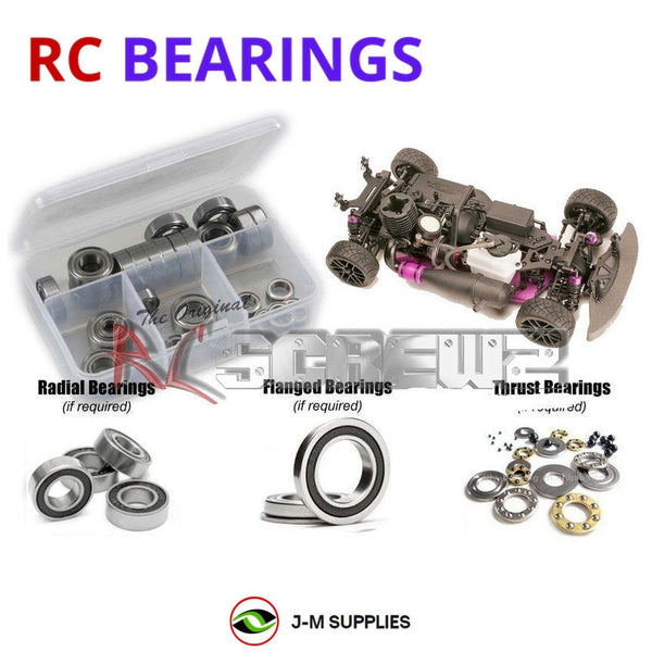Representative image of an RCScrewZ rubber-sealed bearing kit for HPI Racing Nitro RS4 3 .18SS 1/10 Nitro 4WD On-Road Touring Car; exact bearing sizes and quantities vary by RC model.
