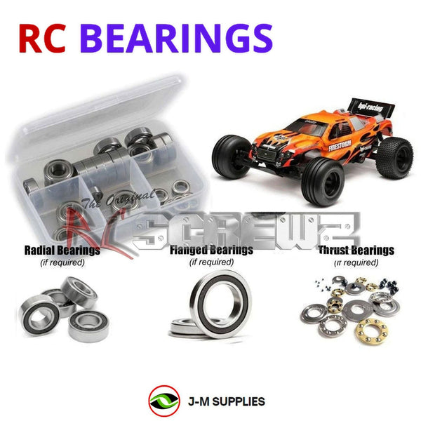 Representative image of an RCScrewZ rubber-sealed bearing kit for HPI Firestorm 10T 1/10 Nitro 2WD Stadium Truck (10510); exact bearing sizes and quantities vary by RC model.