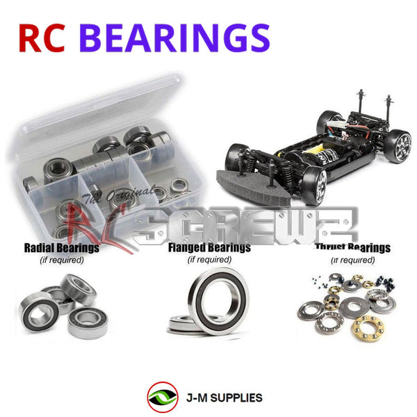 Representative image of an RCScrewZ rubber-sealed bearing kit for HPI E10 Drift Series 1/10 Electric 4WD On-Road Drift Car; exact bearing sizes and quantities vary by RC model.