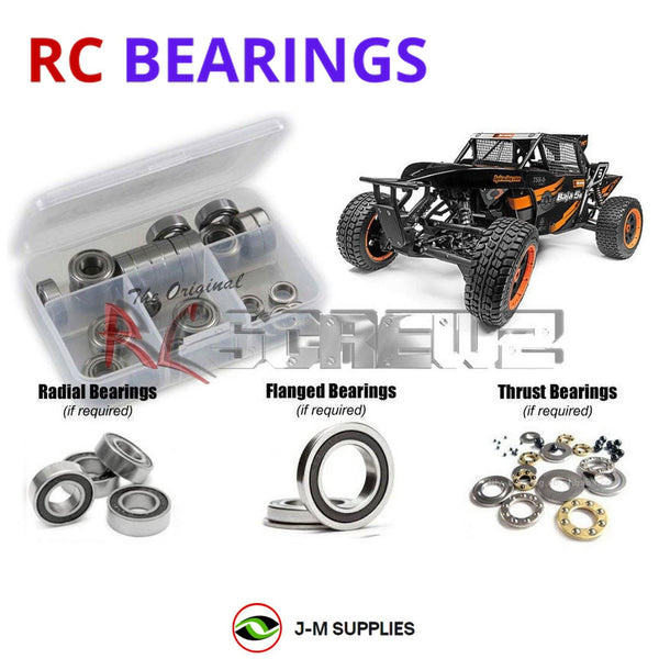 Representative image of an RCScrewZ rubber-sealed bearing kit for HPI Baja 5B TSK-B Class 1 1/5 Gas 2WD Buggy (115485); exact bearing sizes and quantities vary by RC model.