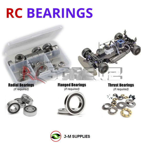 Representative image of an RCScrewZ rubber-sealed bearing kit for Kyosho V-One R 1/10 Nitro 4WD Touring Car (31011); exact bearing sizes and quantities vary by RC model.