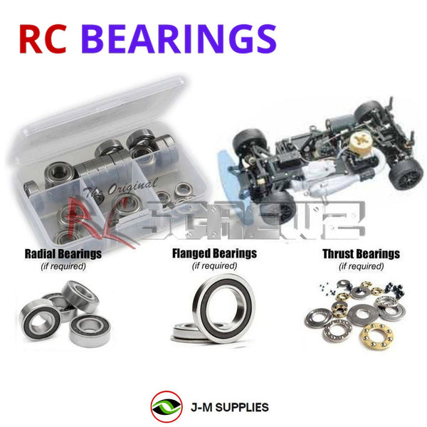 Representative image of an RCScrewZ rubber-sealed bearing kit for Kyosho V-One S 1/10 Nitro 4WD Touring Car (31241); exact bearing sizes and quantities vary by RC model.