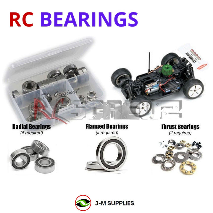 Representative image of an RCScrewZ rubber-sealed bearing kit for Kyosho Mini Inferno 09 1/16 Nitro 4WD Buggy (31311); exact bearing sizes and quantities vary by RC model.