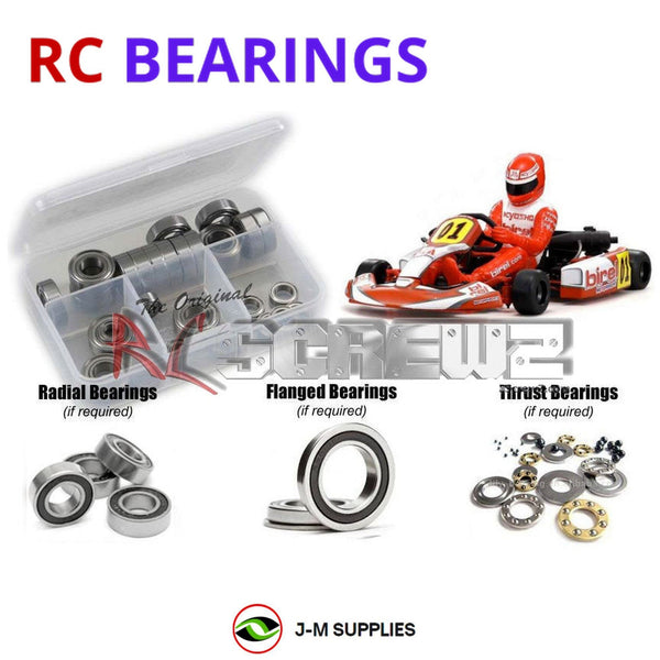 Representative image of an RCScrewZ rubber-sealed bearing kit for Kyosho Birel R31-SE 1/5 GP 2WD Racing Kart (31315, 31315T1); exact bearing sizes and quantities vary by RC model.