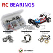 Representative image of an RCScrewZ rubber-sealed bearing kit for Kyosho Lazer ZX-5 FS/FS2 1/10 Electric 4WD Buggy (30078); exact bearing sizes and quantities vary by RC model.