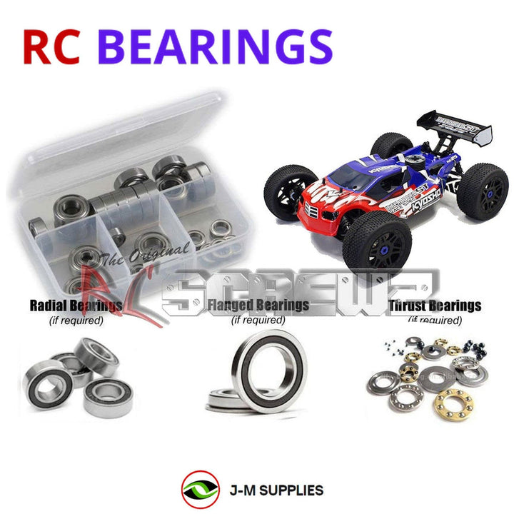 Representative image of an RCScrewZ rubber-sealed bearing kit for Kyosho Inferno Neo ST Race Spec 1/8 Nitro Truggy (33002); exact bearing sizes and quantities vary by RC model.