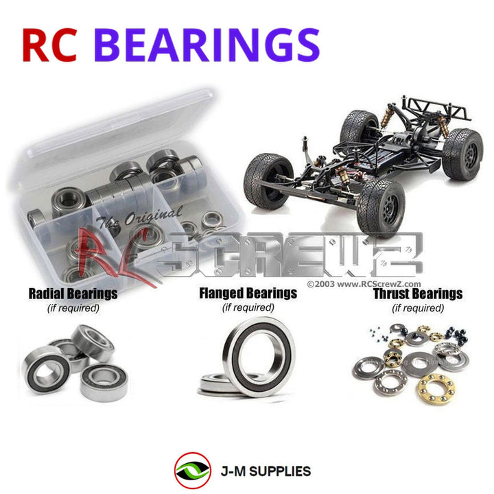 Representative image of an RCScrewZ rubber-sealed bearing kit for Kyosho Ultima SC6 1/10 Electric 2WD SCT (30070); exact bearing sizes and quantities vary by RC model.