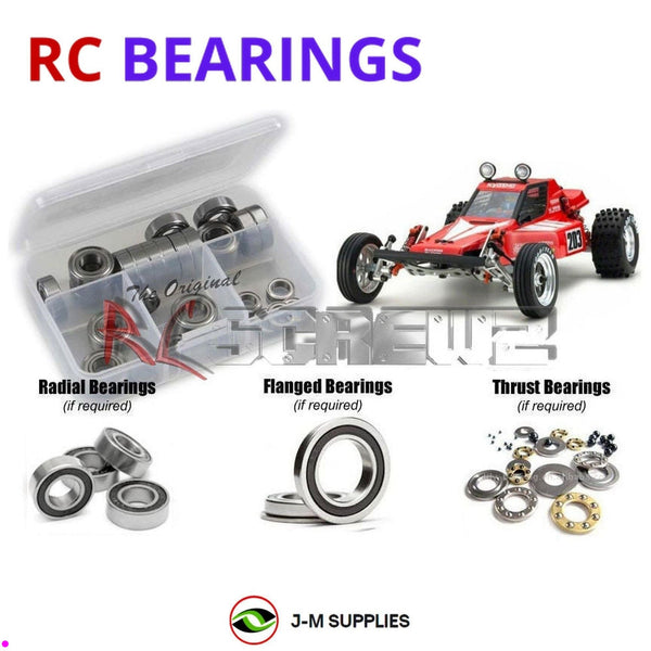 Representative image of an RCScrewZ rubber-sealed bearing kit for Kyosho Tomahawk Original 1/10 Electric 2WD Buggy (3065); exact bearing sizes and quantities vary by RC model.