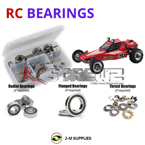 Representative image of an RCScrewZ rubber-sealed bearing kit for Kyosho Tomahawk 2015 1/10 Electric 2WD Buggy (30615C); exact bearing sizes and quantities vary by RC model.