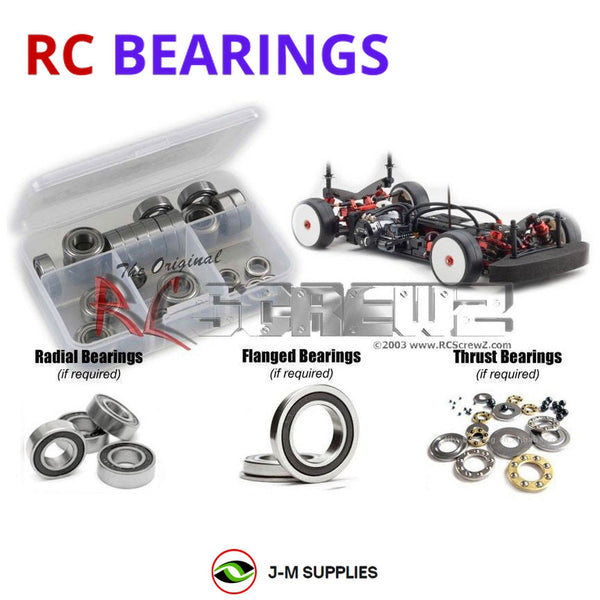 Representative image of an RCScrewZ rubber-sealed bearing kit for Kyosho TF-7 1/10 Electric 4WD Touring Car (30026); exact bearing sizes and quantities vary by RC model.