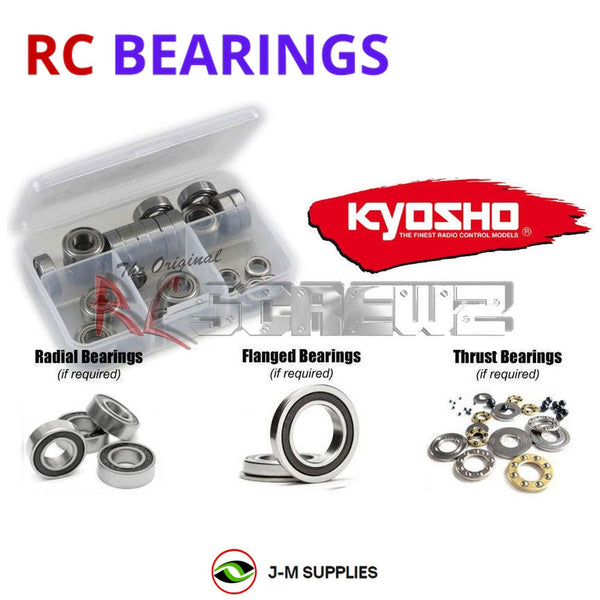 Representative image of an RCScrewZ rubber-sealed bearing kit for Kyosho Pro-X / XRT 1/10 Electric 2WD Truck (30332, 30334); exact bearing sizes and quantities vary by RC model.