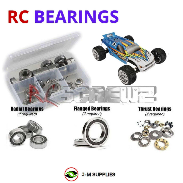 Representative image of an RCScrewZ rubber-sealed bearing kit for Team Losi Speed-T 1/10 Electric 2WD Stadium Truck (LOSB0101); exact bearing sizes and quantities vary by RC model.