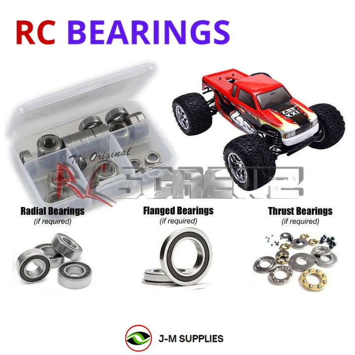 Representative image of an RCScrewZ rubber-sealed bearing kit for Losi LST XXL RTR 1/8 Nitro 4WD Monster Truck (LOSB0016); exact bearing sizes and quantities vary by RC model.