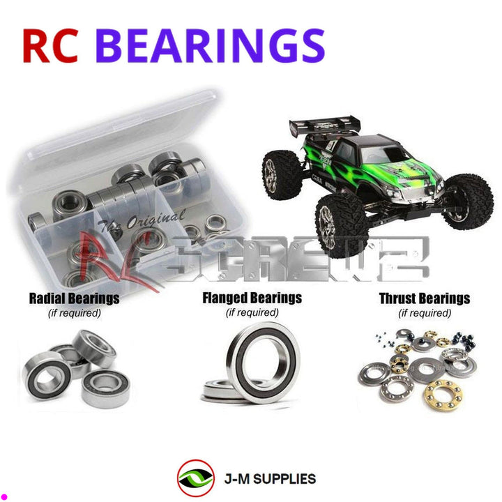 Representative image of an RCScrewZ rubber-sealed bearing kit for Losi TEN-T 1/10 Nitro 4WD Truggy (LOSB0126); exact bearing sizes and quantities vary by RC model.