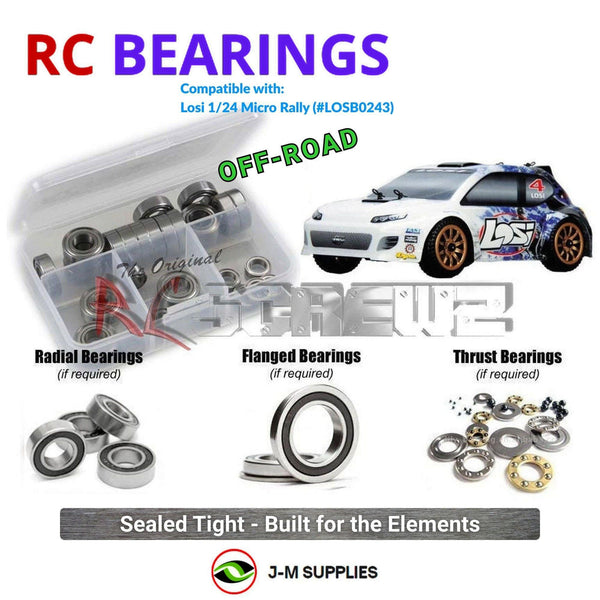 J-M SUPPLIES RC Parts Store - RCScrewZ Rubber Shielded Bearing Kit los059r for Losi Micro Rally RTR 1/24 Electric 4WD Rally Car (LOSB0243) | SET