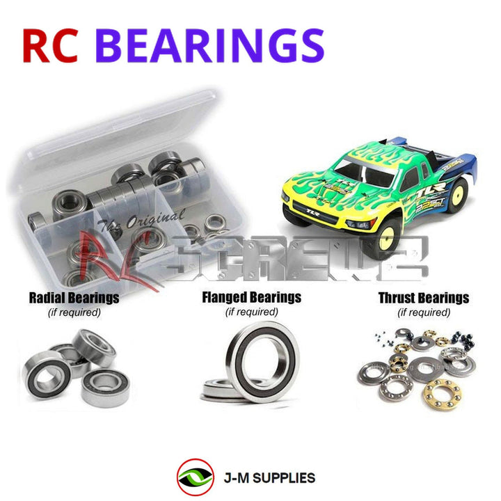 Representative image of an RCScrewZ rubber-sealed bearing kit for Losi TLR 22SCT 2.0 1/10 Electric 2WD SCT (TLR03003); exact bearing sizes and quantities vary by RC model.