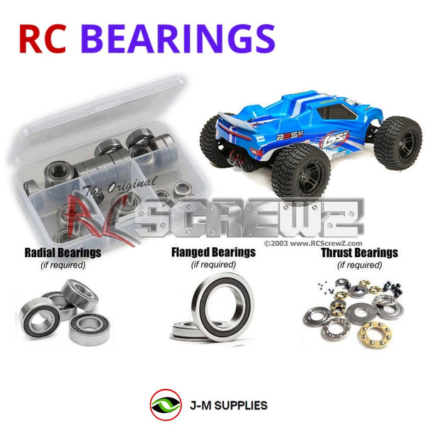 Representative image of an RCScrewZ rubber-sealed bearing kit for Losi 22S ST 1/10 Electric 2WD Stadium Truck (LOS03017); exact bearing sizes and quantities vary by RC model.